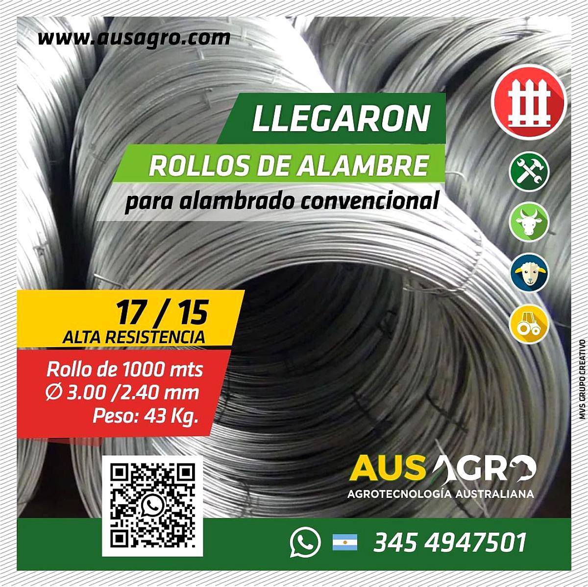 Alambre Alta Resistencia 17/15 1000mts Australiano