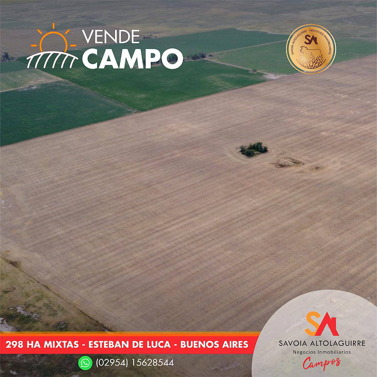 Vende: Campo de 298 Hectáreas. Ubicadas a 3 km al Suroeste D