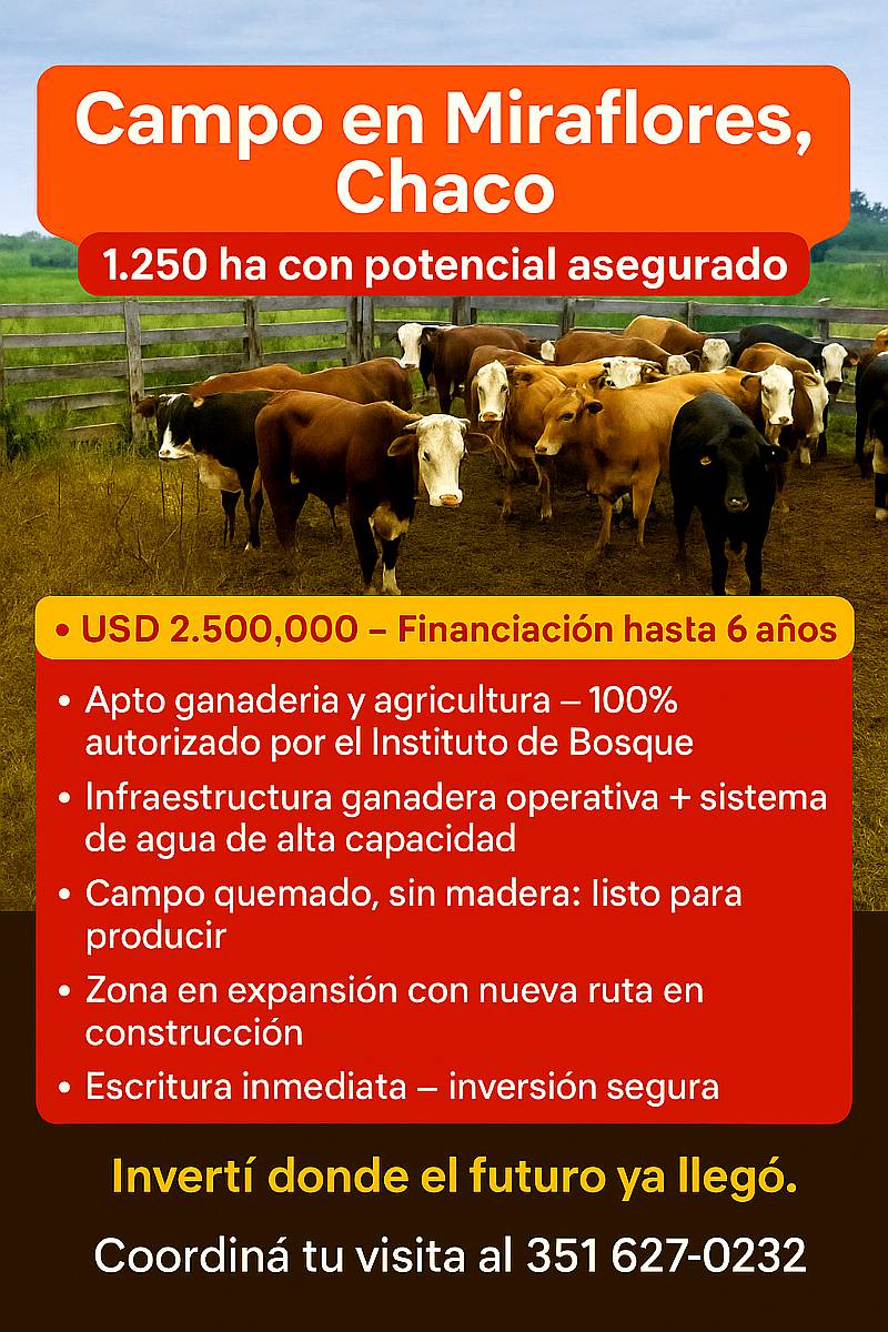 Vendo Campo en el Chaco Agricola -ganadero