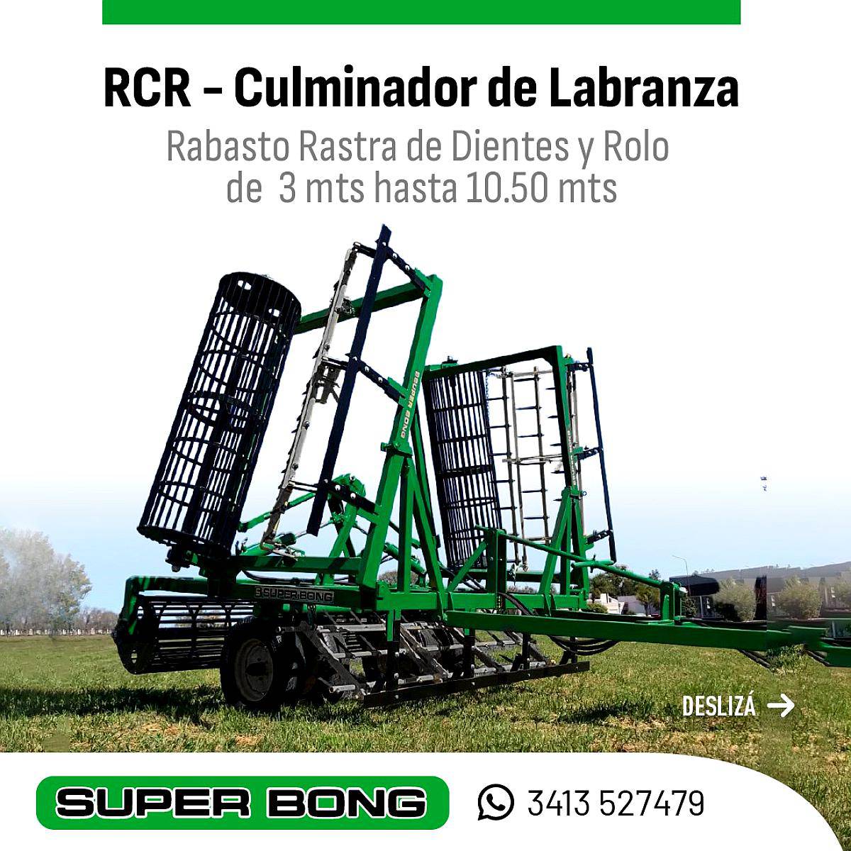 Culminador Rabasto Rastra Dientes y Rolo de 7 Mts