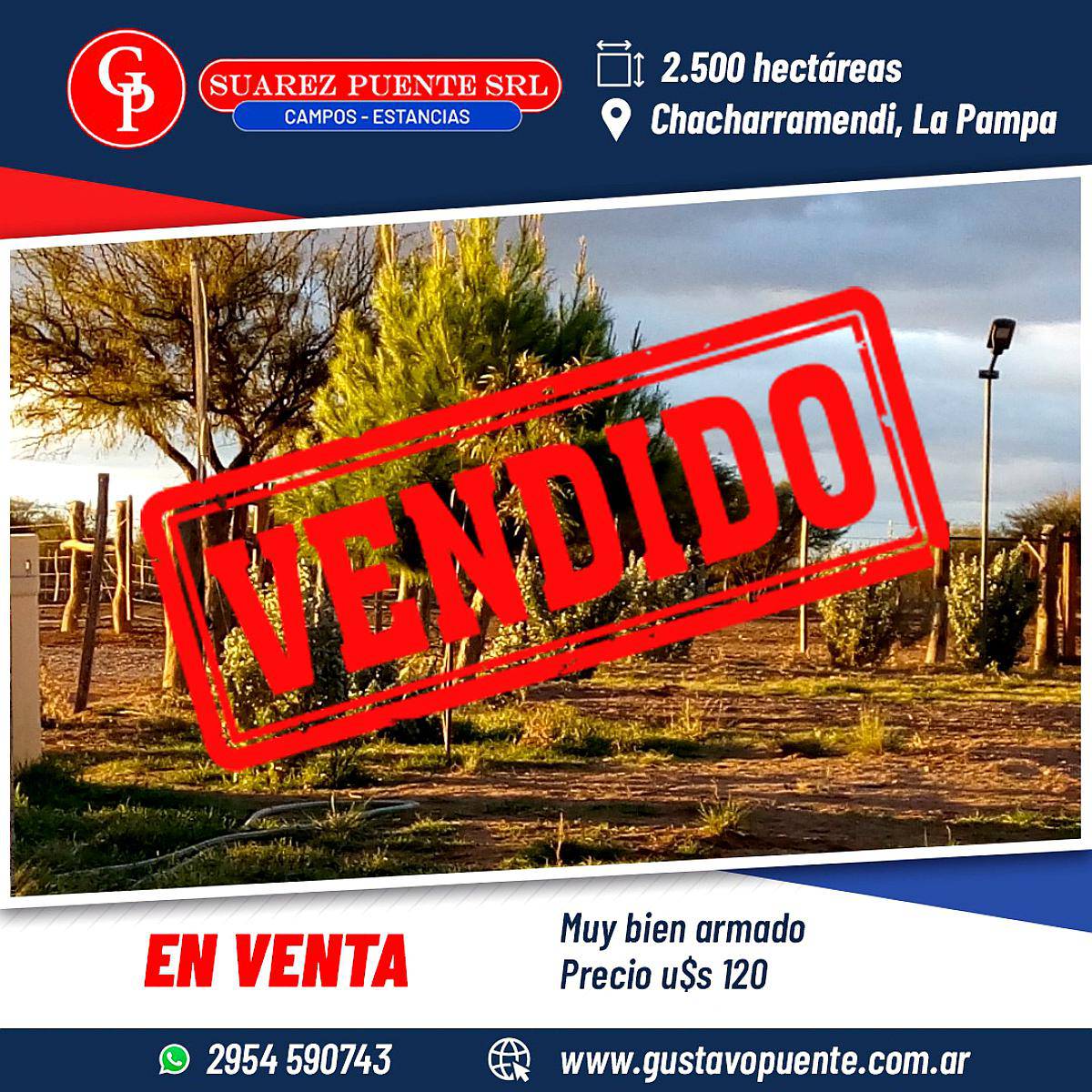 En Venta 2.500 Has Chacharramendi la Pampa.-