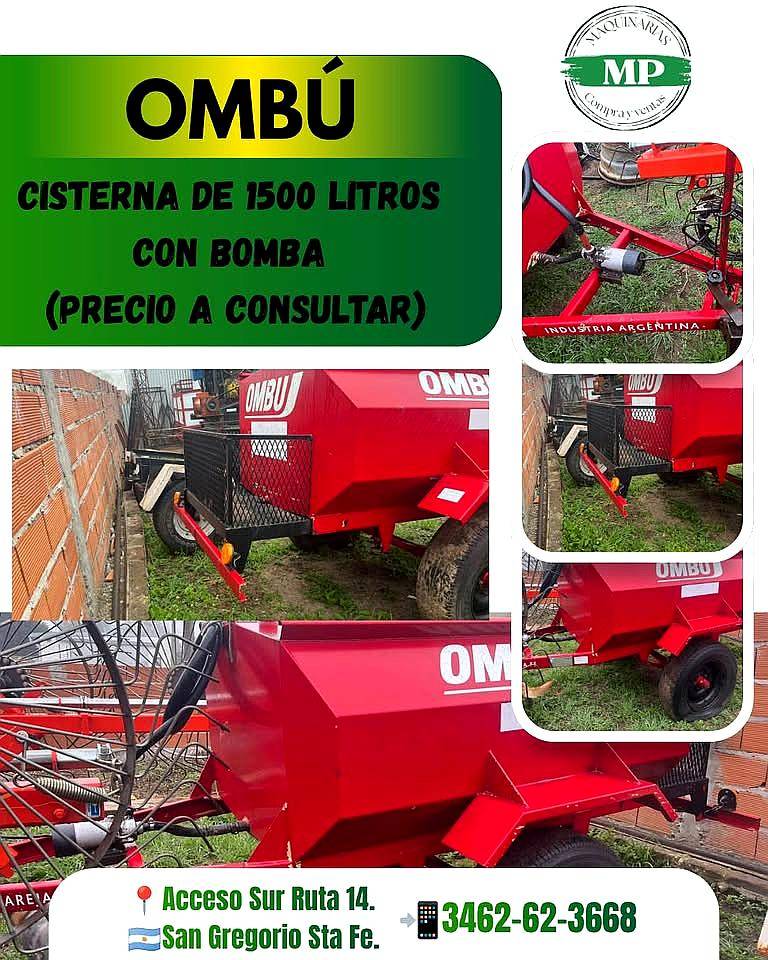 -cisterna Marca Ombu 1.500 Litros con Bomba