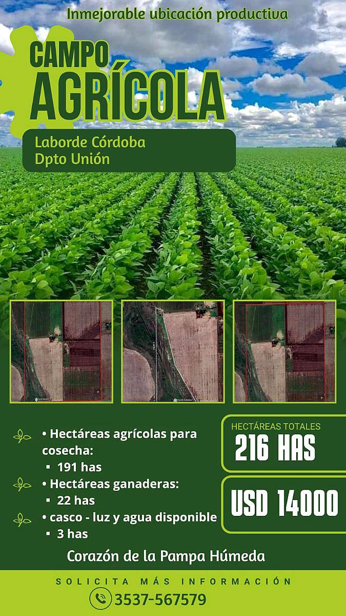 Vendo Campo Agricola Corazón de la Pampa Humeda