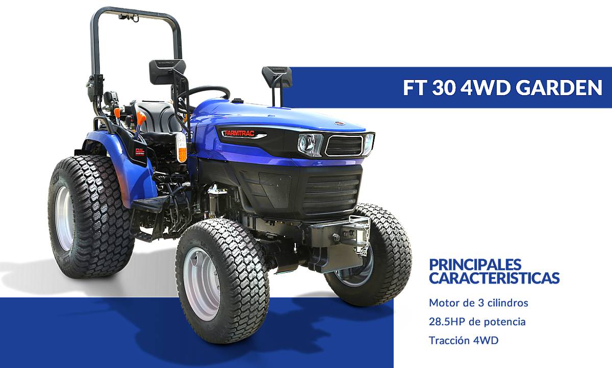 Tractor Farmtrac 30 HP 4X4 Rodado Parquero
