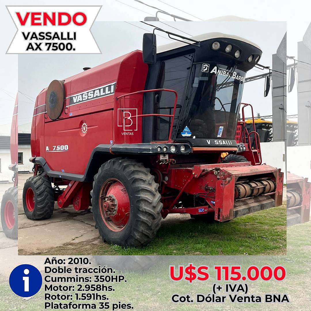 Cosechadora Vassalli AX 7500 Doble Tracción