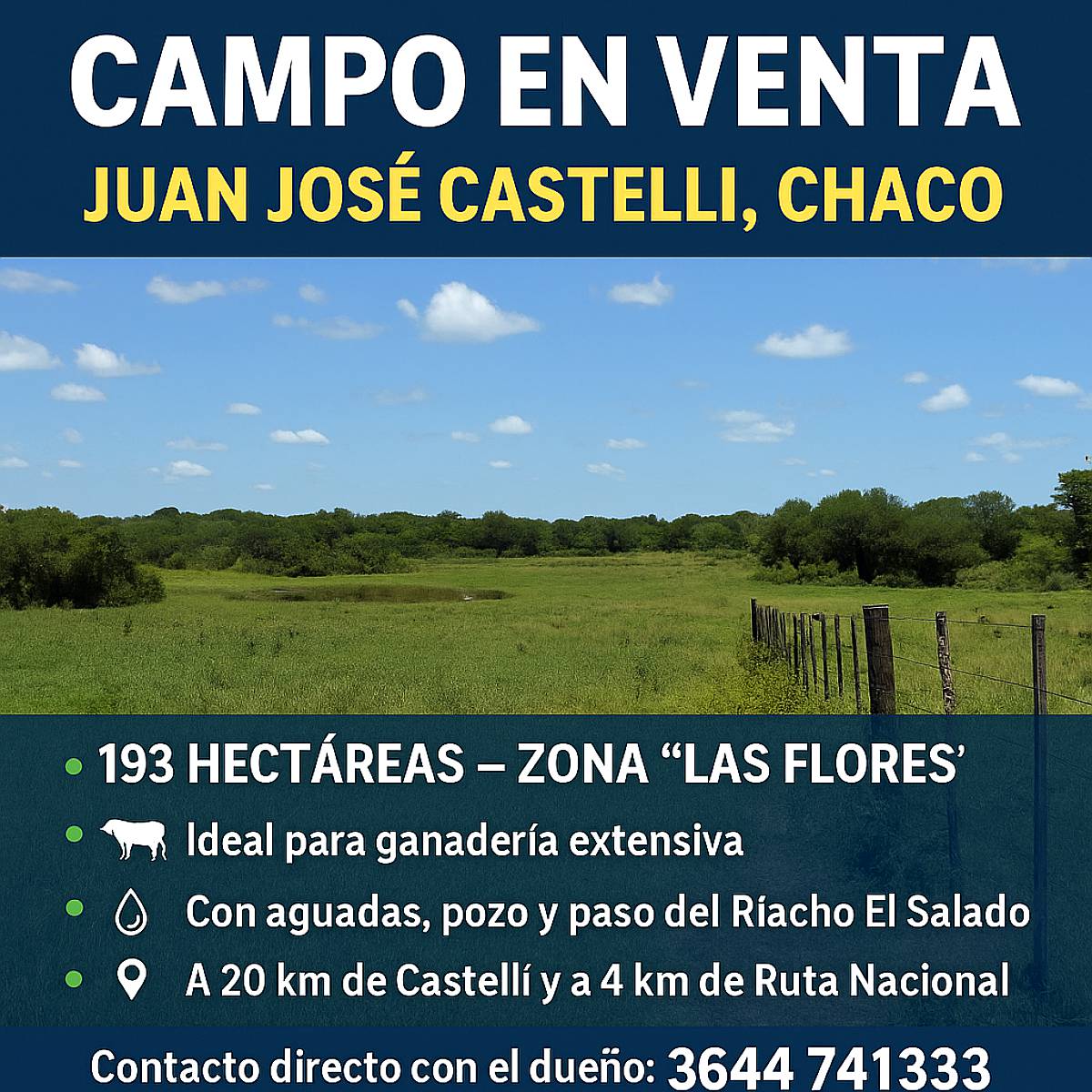 Dueño Vende. Excelete Campo