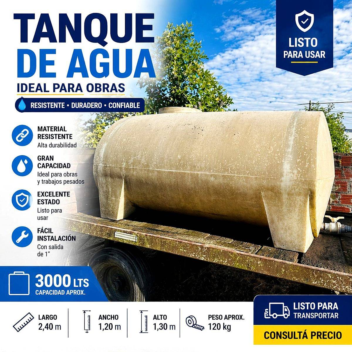 Tanque Plastico 3.000 Lts