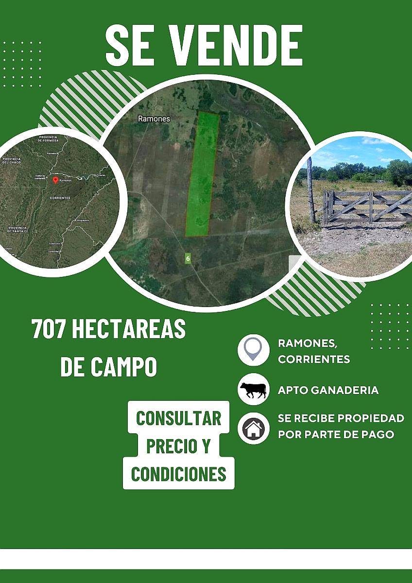 707 Has de Campo, Corrientes, Apto Ganaderia.