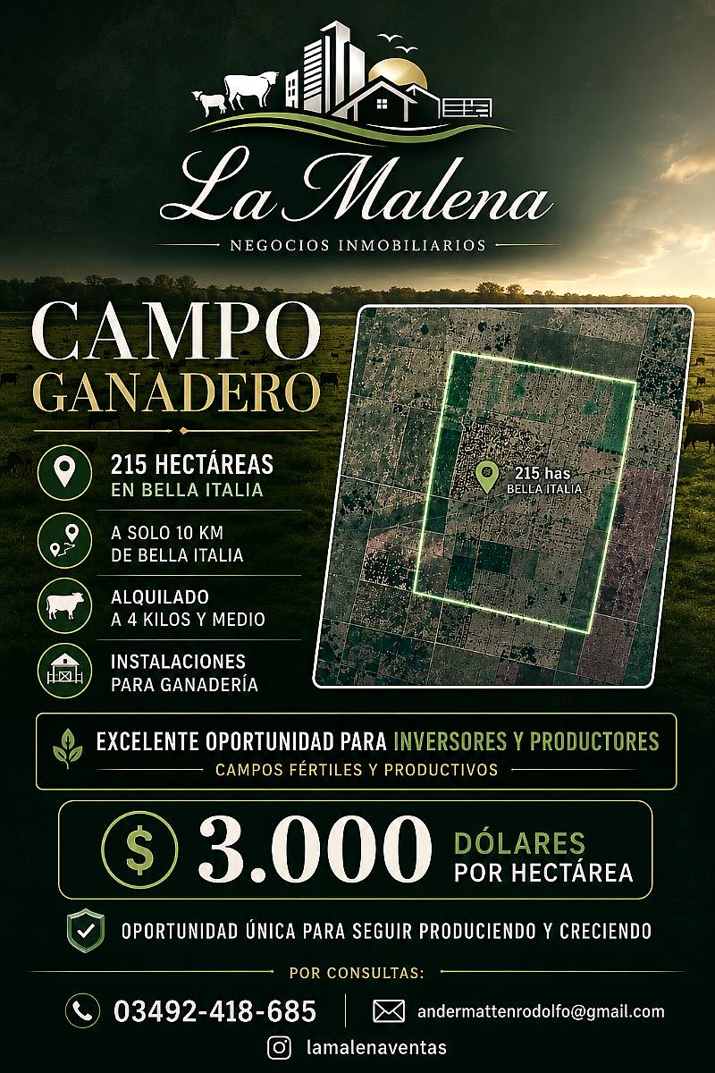 215 Has Ganaderas en Bella Italia