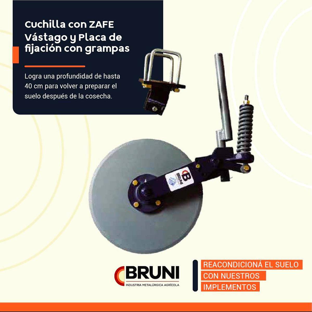 Cuchilla con Zafe con Vástago y Placa de Fijación con Grampa
