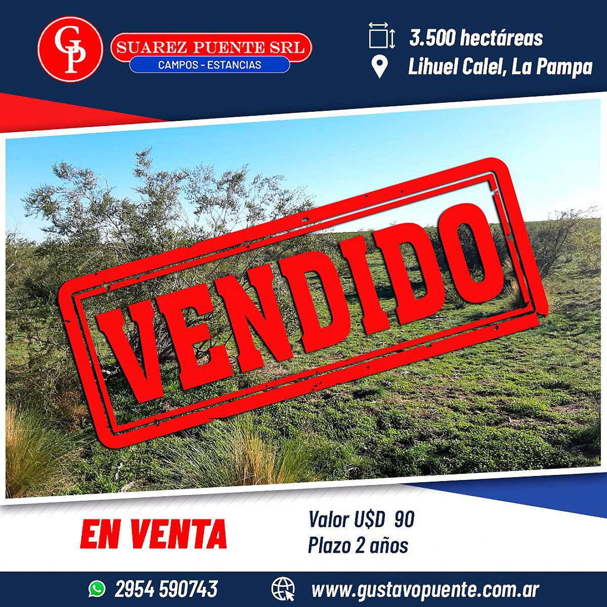 En Venta 3.500 Has Cuchillo CÓ la Pampa.-