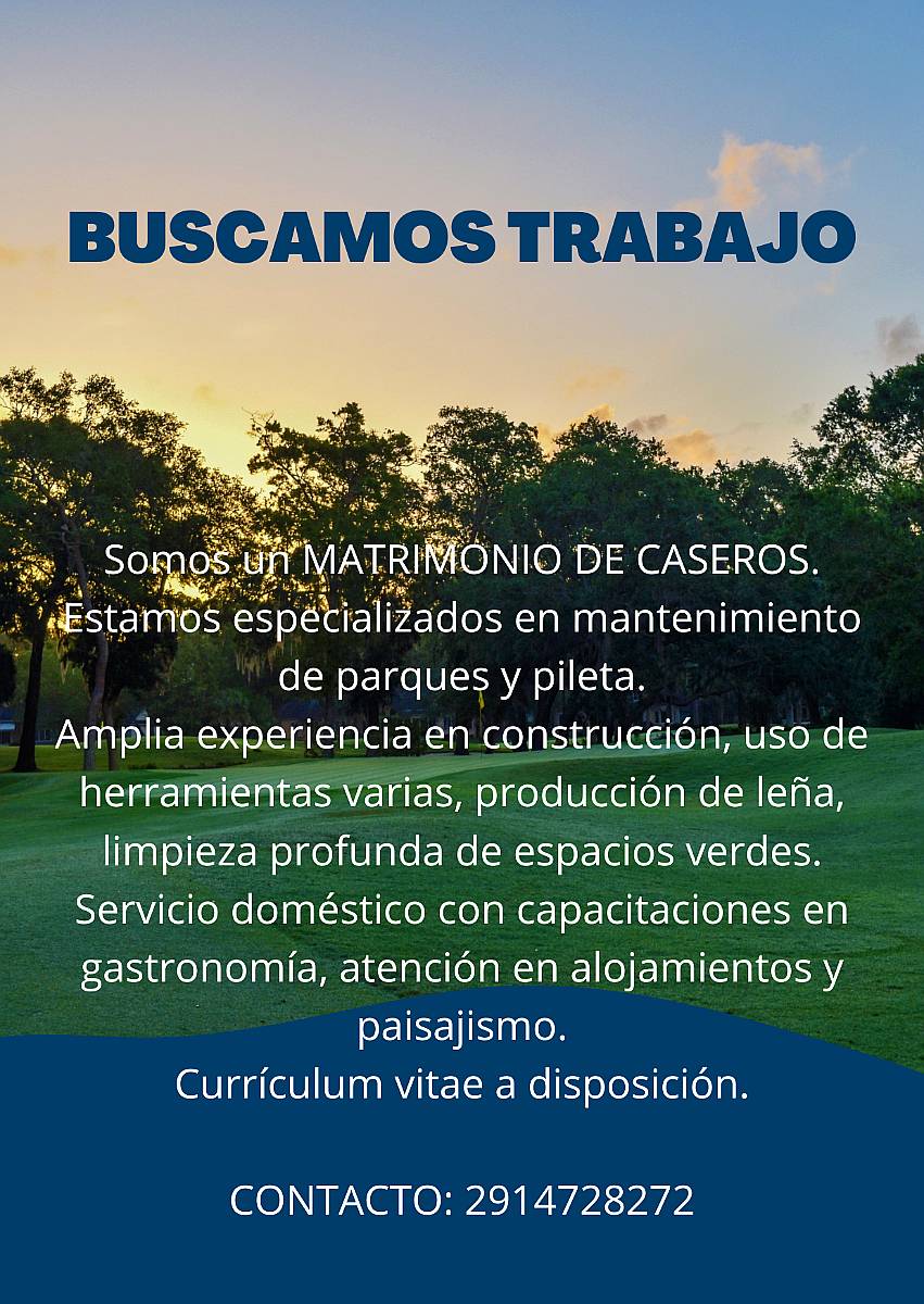 Pareja de Caseros Buscan Trabajo