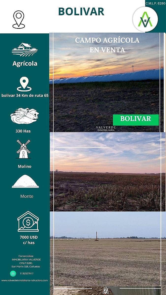 Campo en Bolivar 330 Has