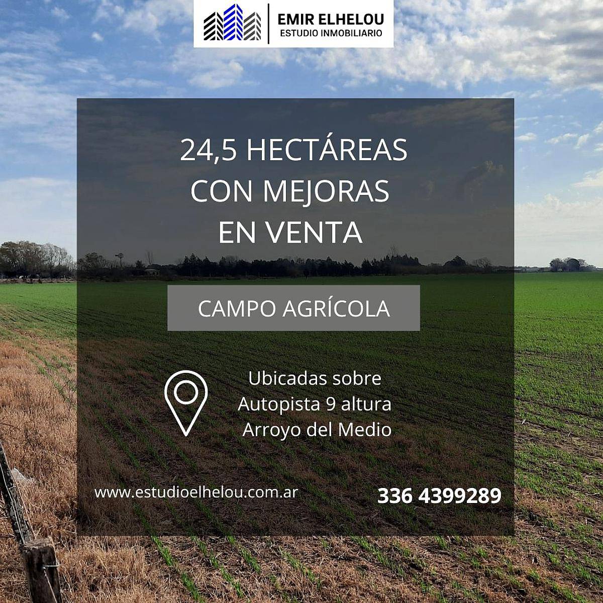 Campo Agrícola de 24,5 Hectáreas con Mejoras en San Nicolas