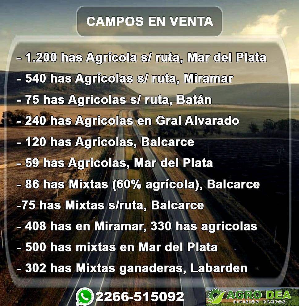 Campos en Venta en el Sudeste de la Provincia de Buenos Aire