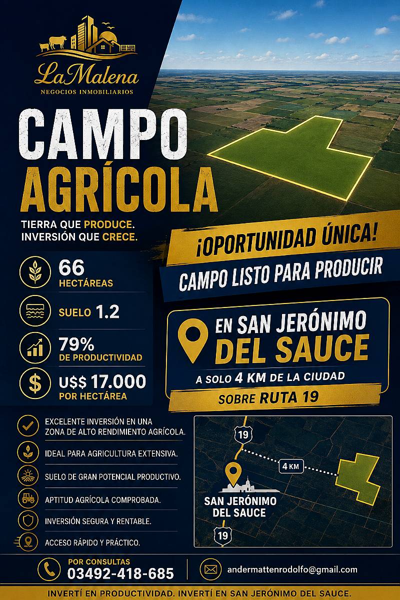 66 Has Agricolas San Jerónimo del Sauce