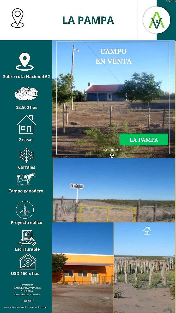 Campo en la Pampa 32500 Has
