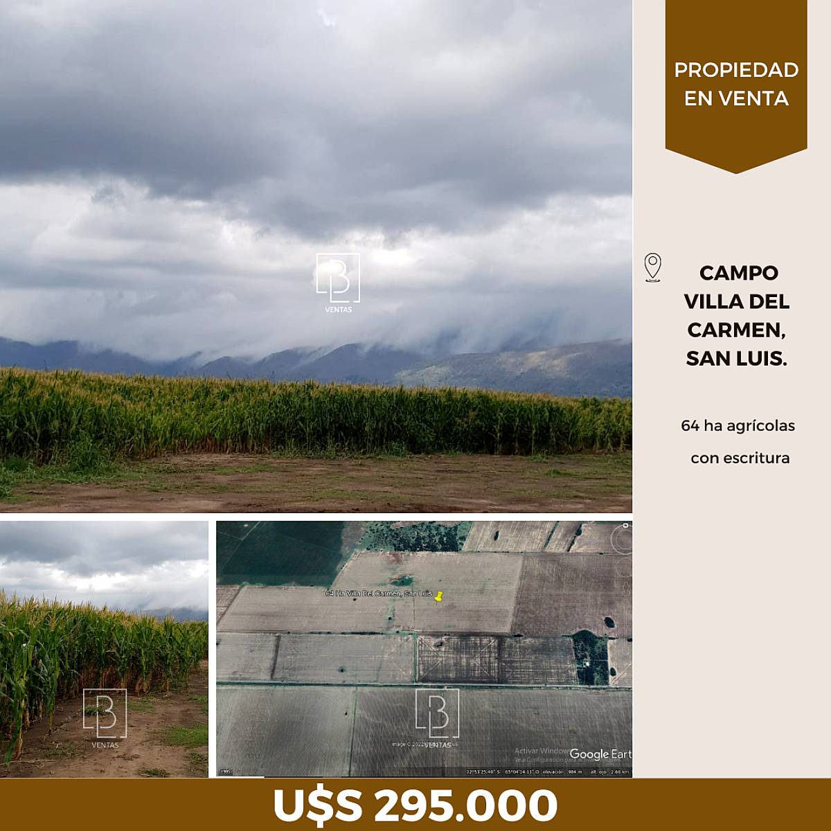 Campo Agricolas en Villa del Carmen, San Luis, Argentina.