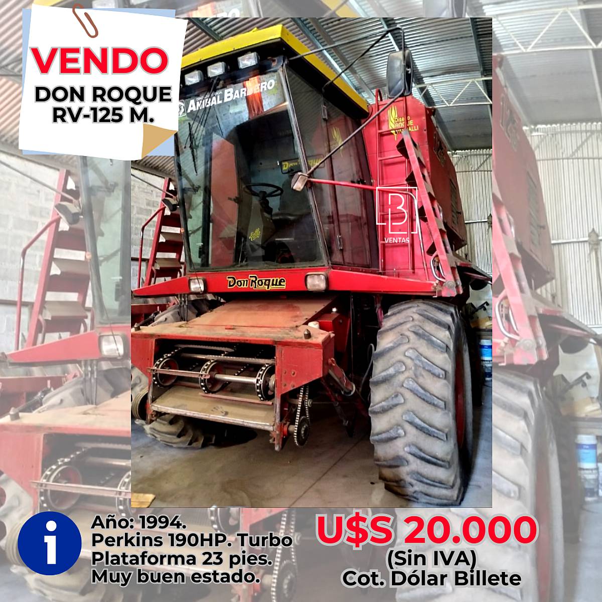 Cosechadora Don Roque RV-125 M.