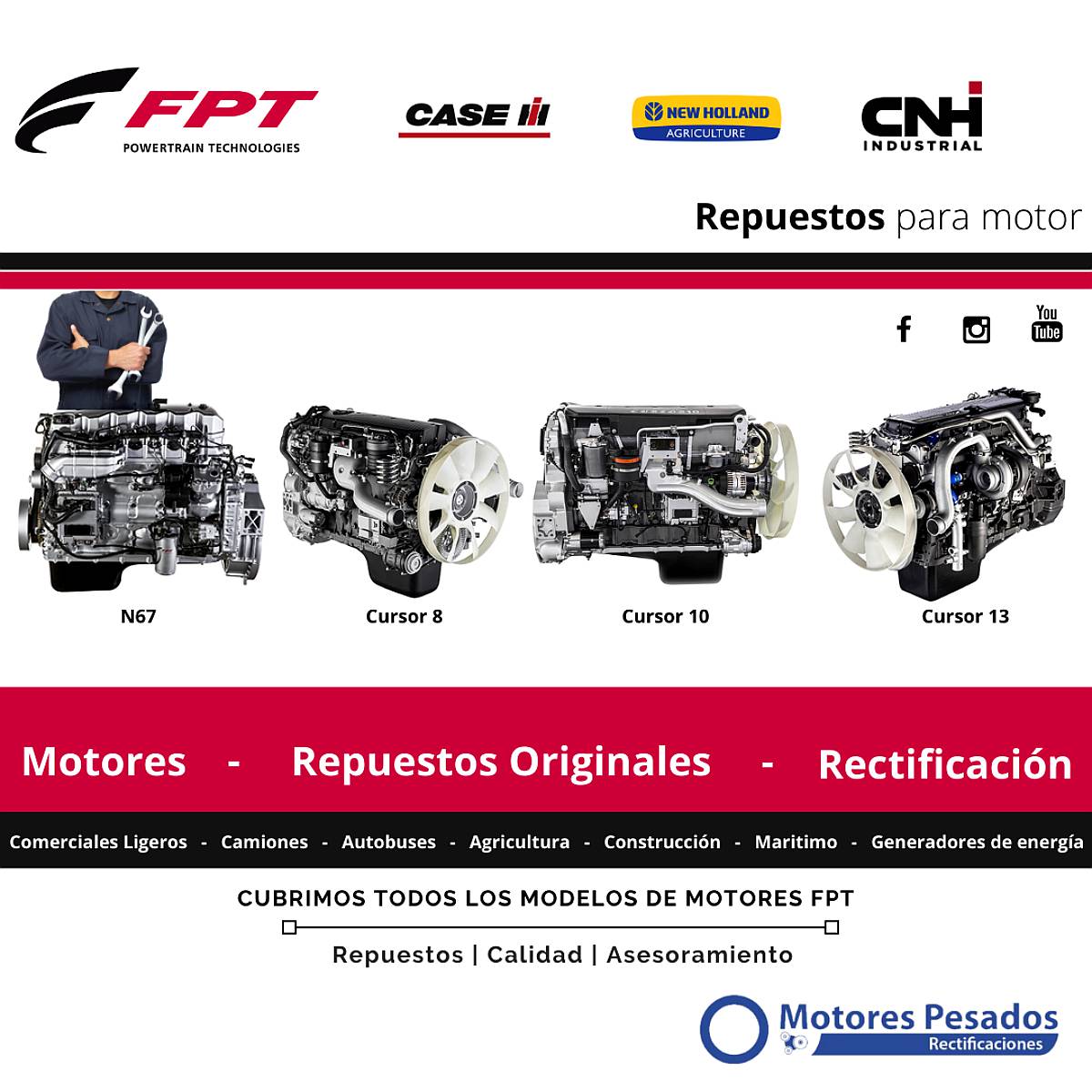 Reparación, Servicio y Repuestos para Motores Case