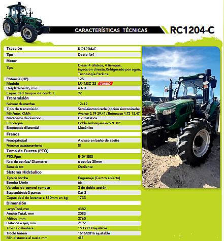 Tractor Chery RC 1204c