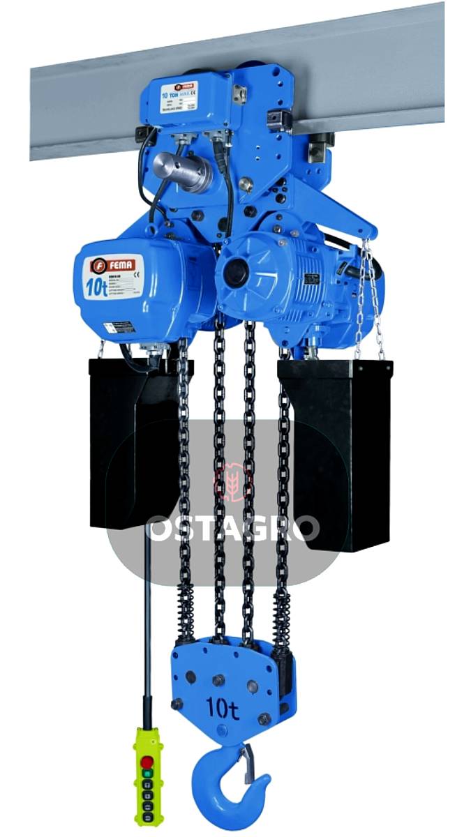 Aparejo 10tn-6m Cadena380v, C/traslacion Electrica, Control