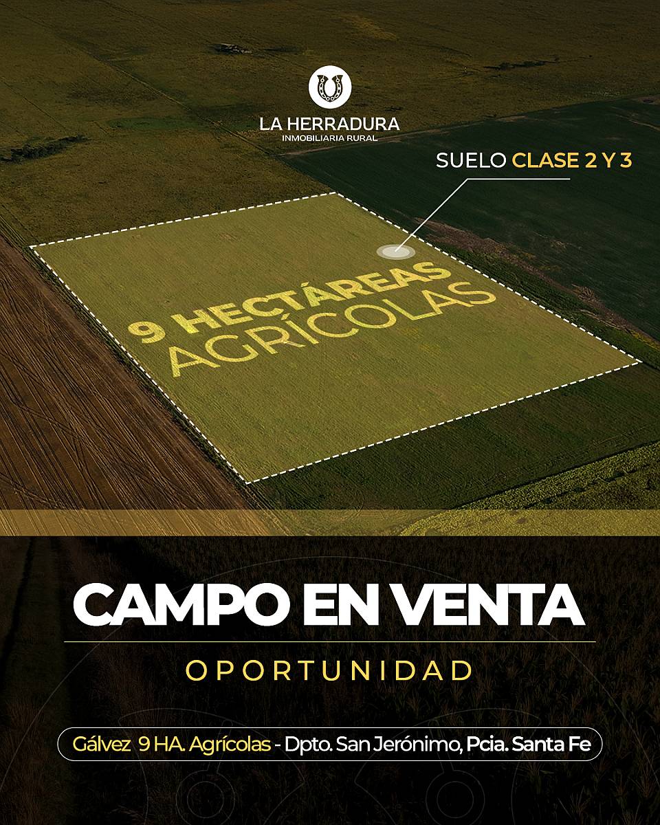 Gálvez 9 Has. Agrícolas. Campo en Venta. Oportunidad