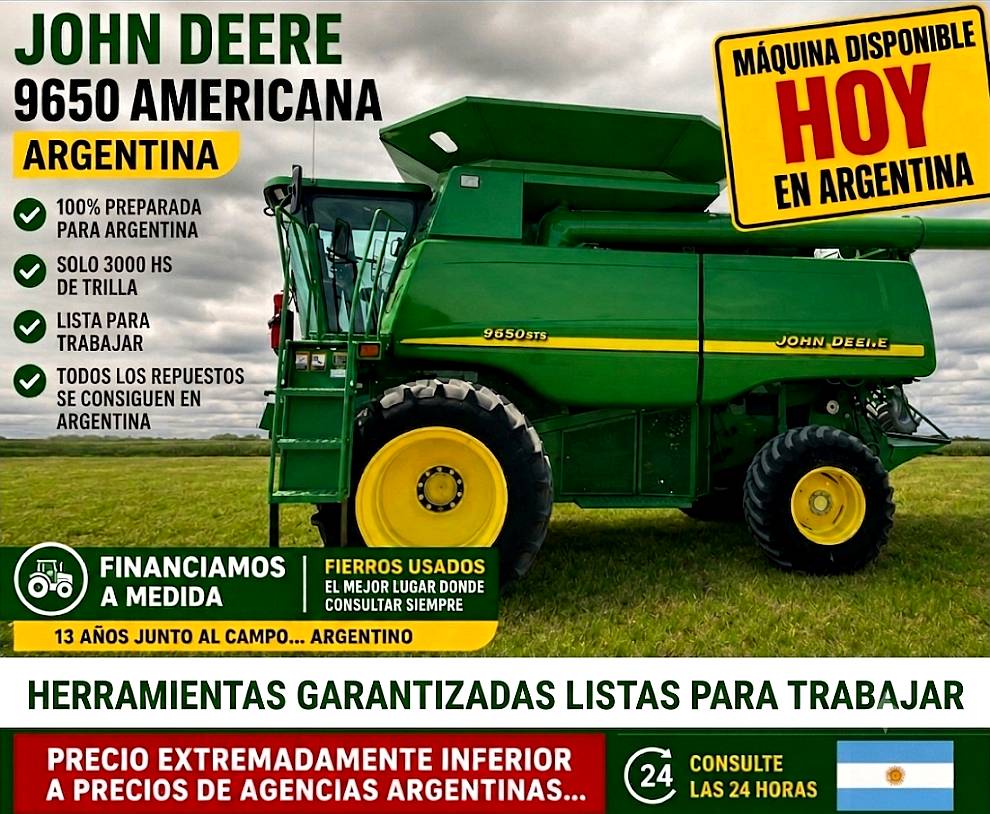 John Deere 9650, 🇦🇷🇺🇲, Puesta en Argentina, 3000hs Rotor