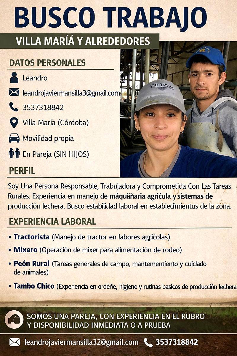 Busco Trabajo de Mixero/tractorista