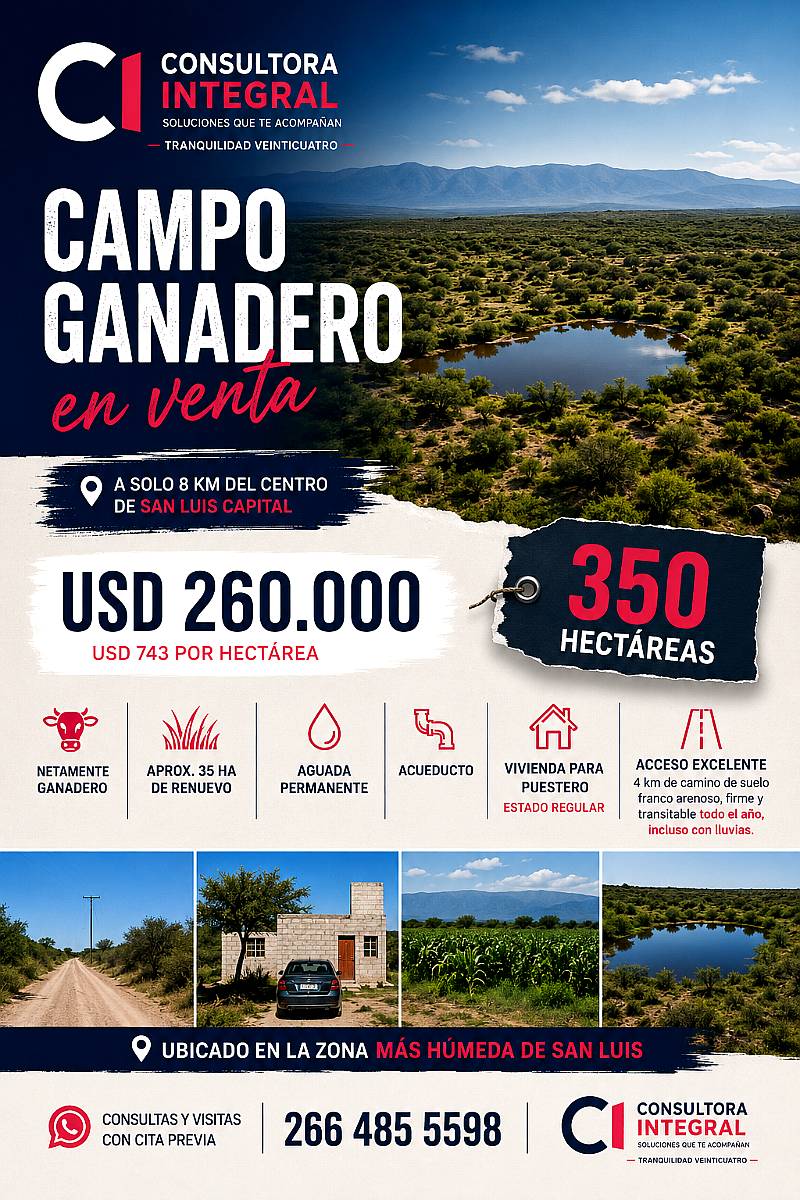 Excelente Campo Ganadero a 8 KMS del Centro de San Luis