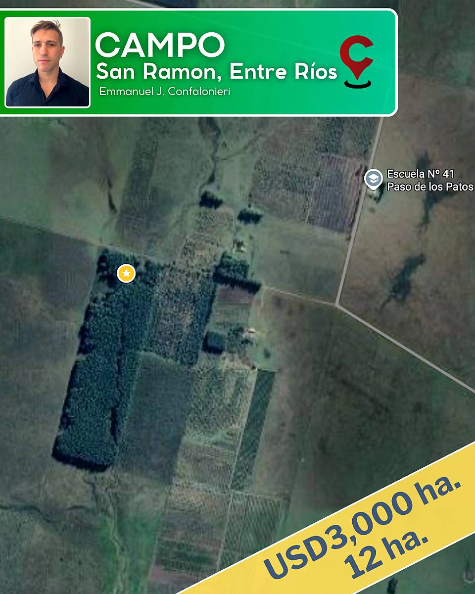 12 Ha San Ramon Entre Rios. 5 con Monte para Cortar