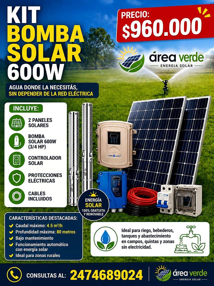Bomba Solar 600w Area Verde