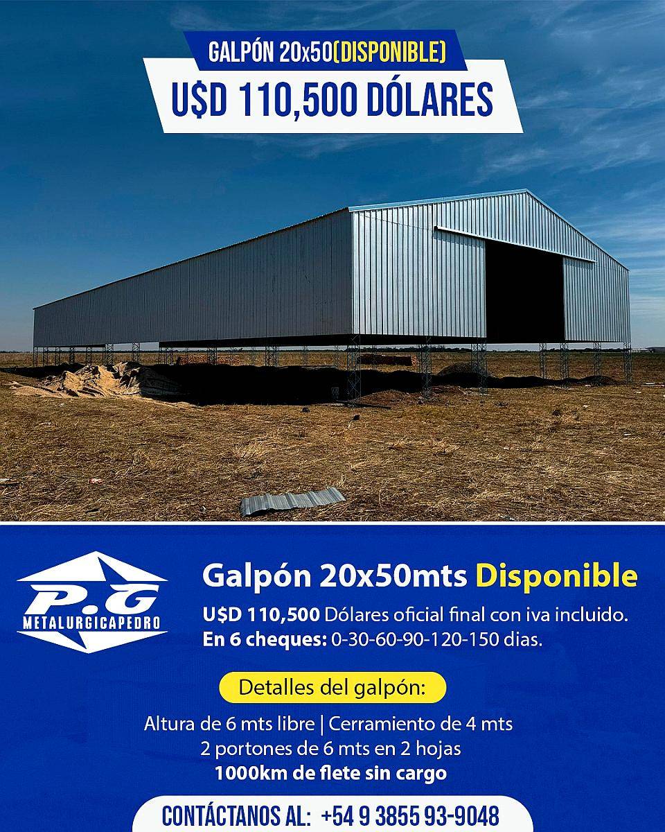 Galpón 20x50 MT. ( 1000 M2 )