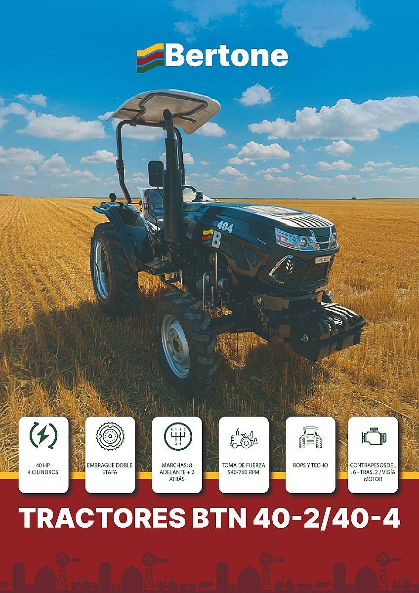 Tractor Bertone-tavol BTN 40-4 - 40 HP con Techo