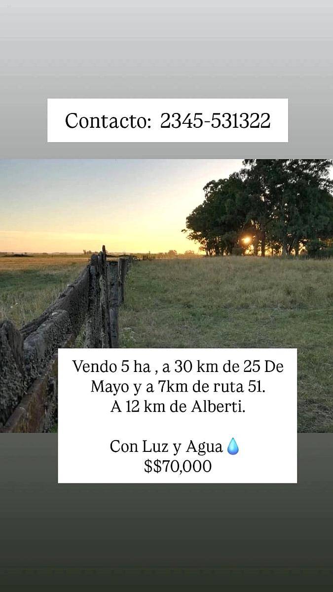 Vendo 5 Ha con LUZ y Agua.