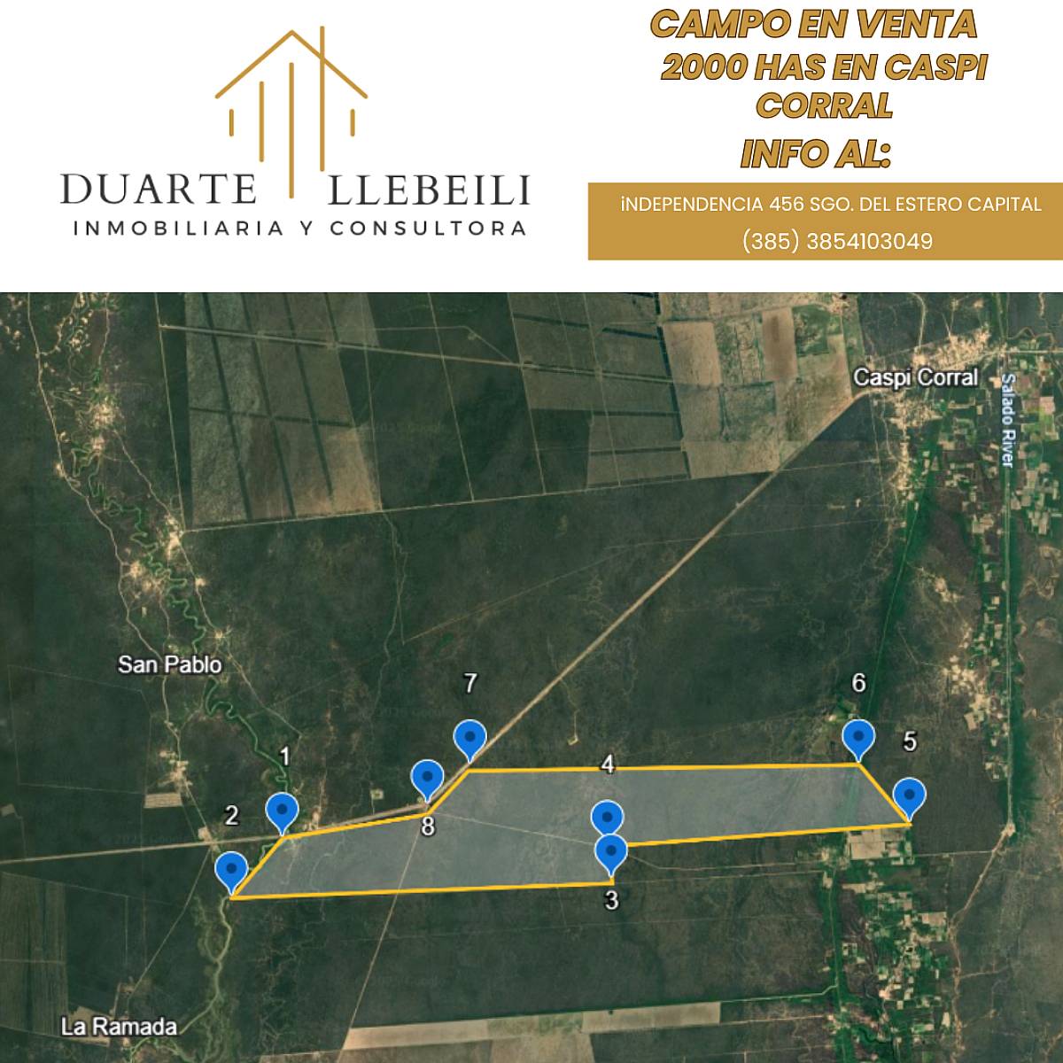Campo de 2000 Has Sobre Ruta 5 – Caspi Corral SGO del Estero