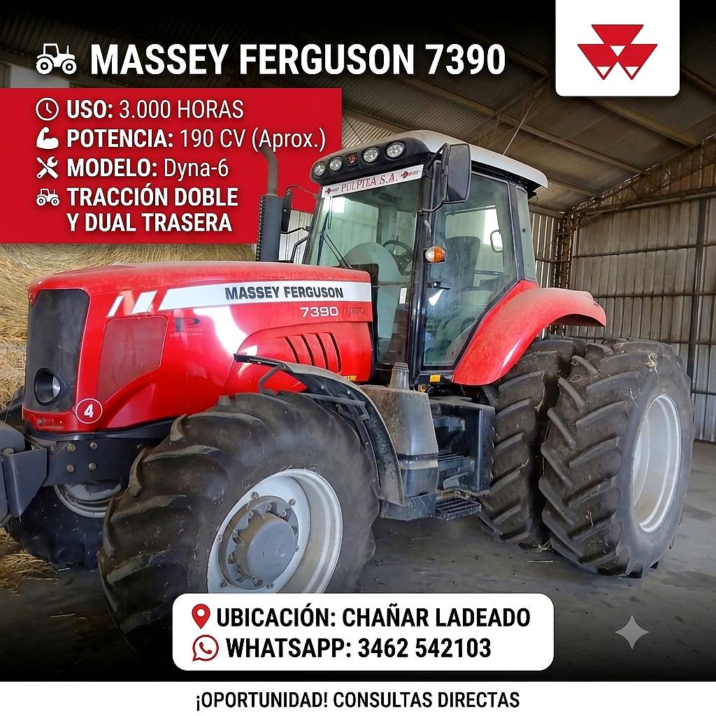 Tractor Massey Ferguson 7390 - 3000 Hs - Chañar Ladeado