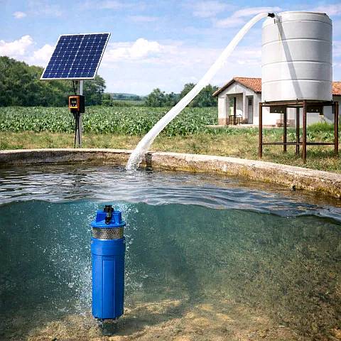 Kit Bomba Sumergible Solar +2panel120w+inversor 1500l Hora