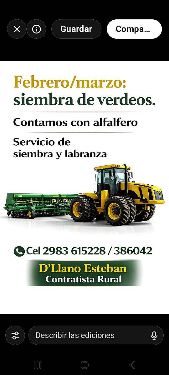 Siembra y Labranzas, Zona de Tres Arroyos.