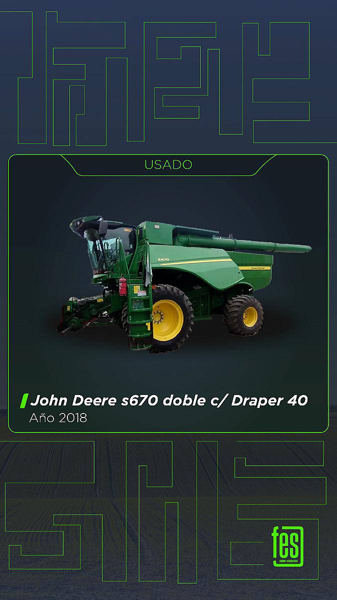 John Deere S670 C/ Draper 40 Pies