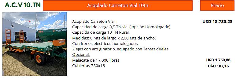 Acoplado Carreton Vial 10tn Agromec