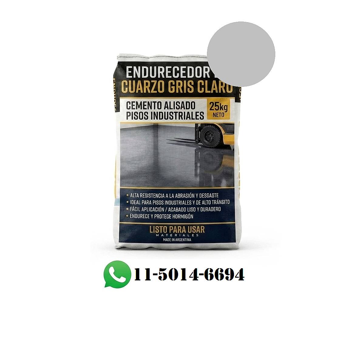 Endurecedor Cuarzo Cemento Alisado Hormigon X25kg Gris Claro