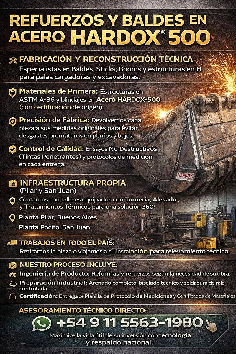 Refuerzos de Baldes y Cuchillas en Acero Hardox 500