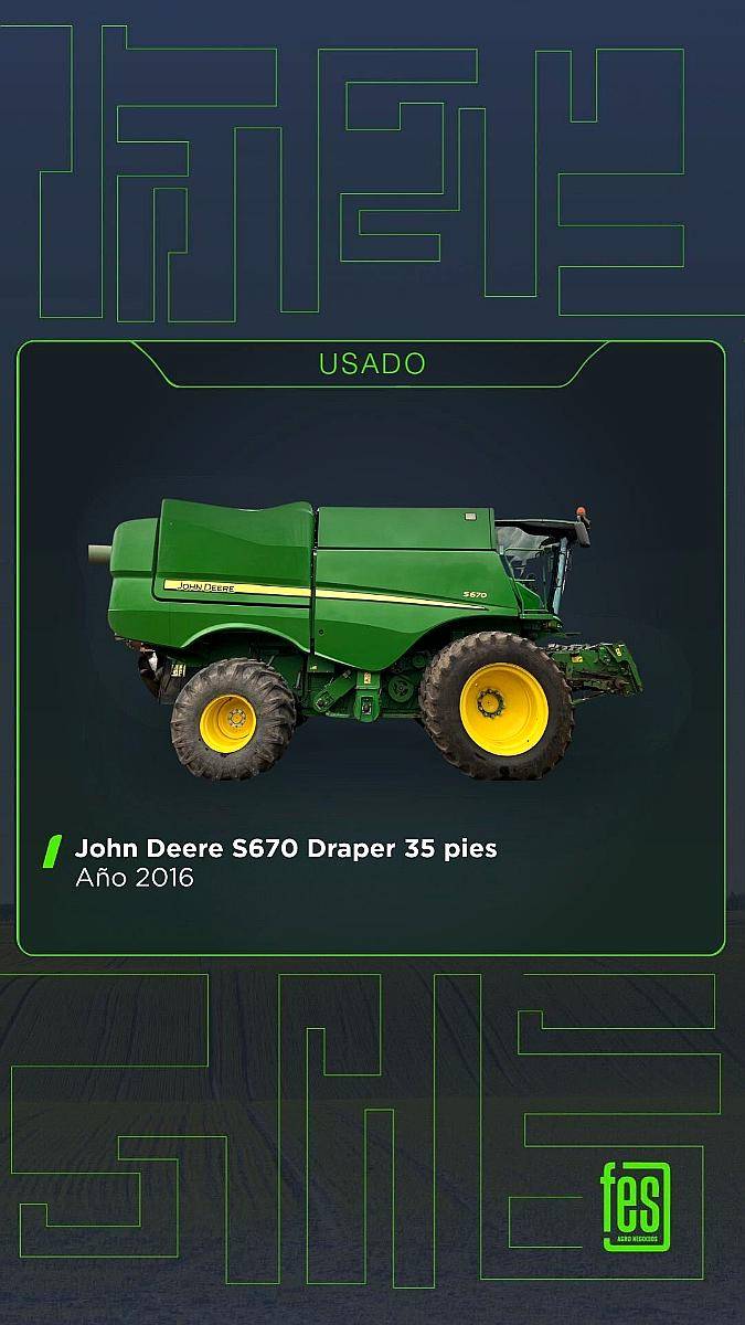Cosechadora John Deere S670 año 2016