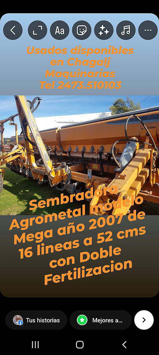 Sembradora Agrometal Mega de 16 a 52 CMS