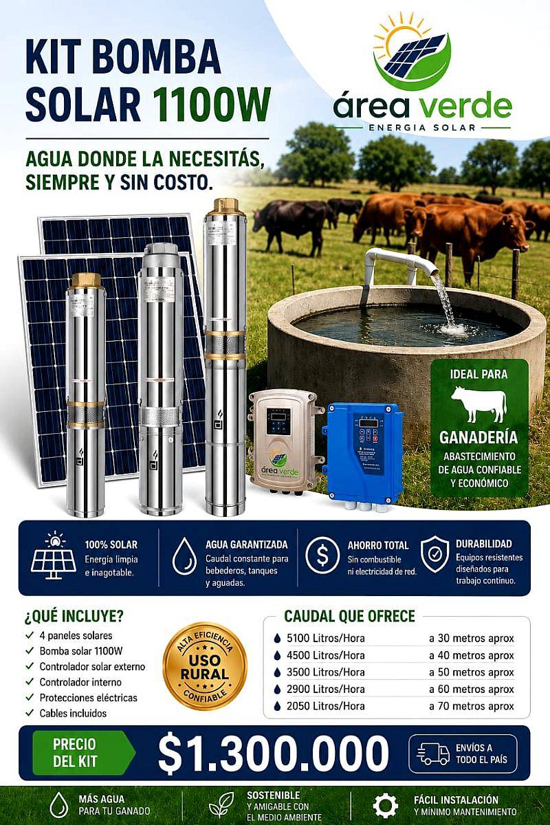 Bomba Solar 1100w Area Verde