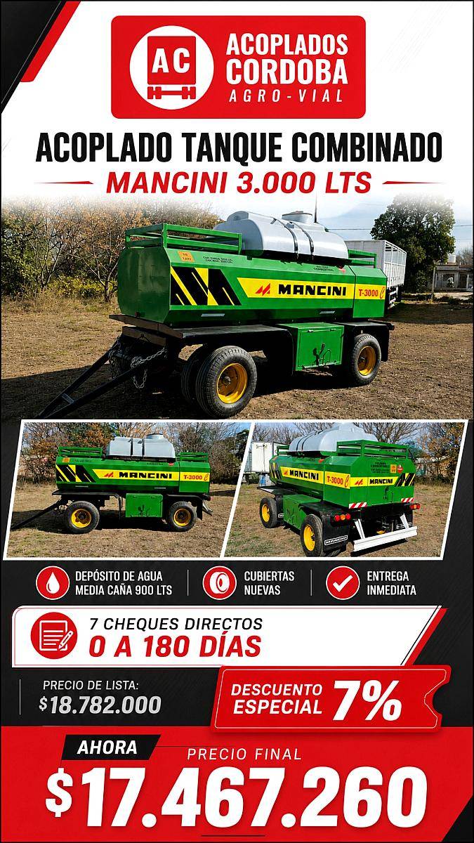 Acoplado Tanque Combinado 3000 Lts Mancini
