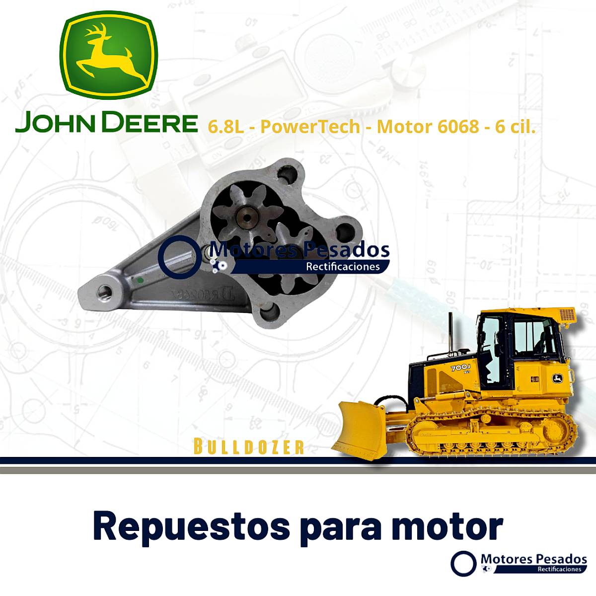 Bomba de Aceite para Maquina Vial con Motor John Deere 6.8l