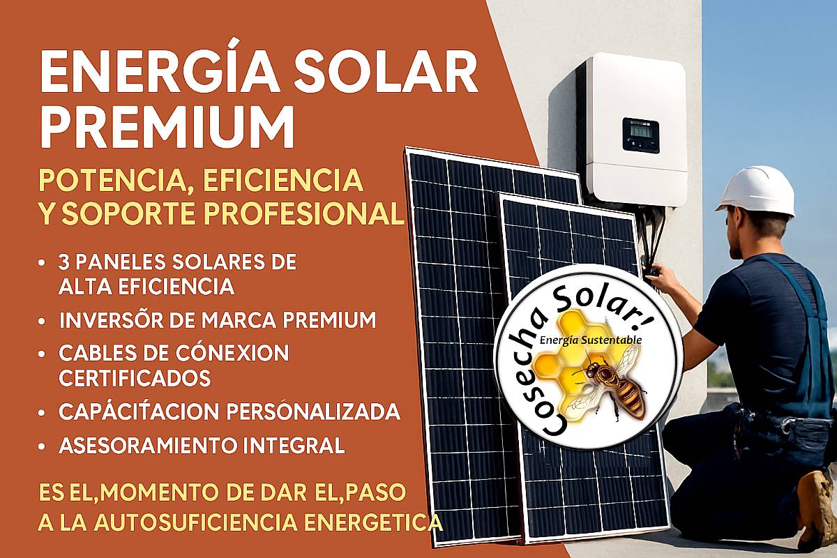 Paneles FV para Hogares y Campo + Inversor y Cables