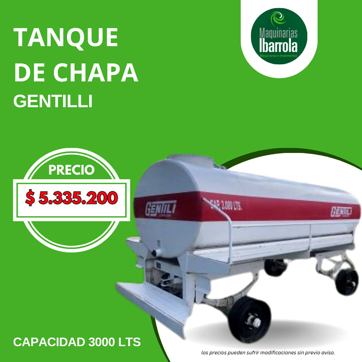 Tanque Metálico 2 Ejes para USO Agrícola Gentilli - Agroads